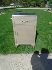 Vintage Metal Medical Cabinet on Wheels 25″ x 16″ x 35″ Antique