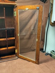 Vintage Trinket Shadow Box Display Curio Cabinet Glass Doors Wooden 17″