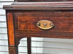 Antique Inlaid Mahogany / Walnut Edwardian Style China Cabinet Bookcase Bar