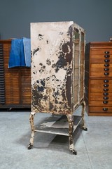 Antique Medical Cabinet Apothecary Industrial Metal glass Display Case Vintage