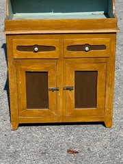 Antique paint decorated Folk Art cupboard cabinet grained Childs size 1900