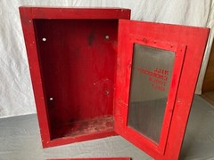 Vtg Wood Wall Mounted Mill Emergency Tool Medicine Cabinet Old Cupboard 40-26E