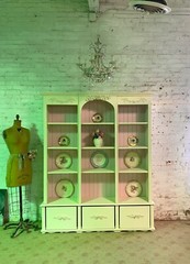 Painted Cottage Shabby Chic French Bookcase / China Hand Made Display Cabinet