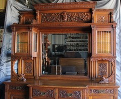 Antique Highly Carved Victorian Oak Sideboard – original finish