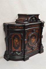 Victorian Ebonized Rosewood Figural Carved Parlor Cabinet attr. Pottier & Stymus