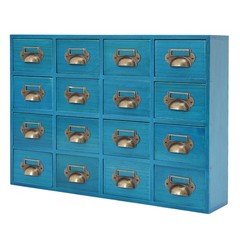 16 Drawers Vintage Tabletop Library Card Catalog Cabinet Apothecary Storage Box
