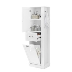 Modern Tall Storage Cabinet TiltOut Compartment Adjustable Shelves 80LB Capacity