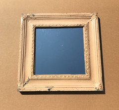 VTG Decorative Salvaged Tin Ceiling Shabby 23″SQ. Tan Metal Mirror Chic 1253-26B