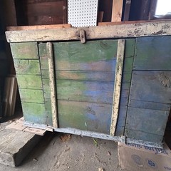 Primitive 2pc Step Back Wall Cupboard Blue & Green Patina Pickup 61103