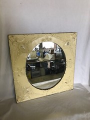 Decorative Salvaged Tin Ceiling 23″ SQ. Butterscotch Metal Oval Mirror 1865-23B