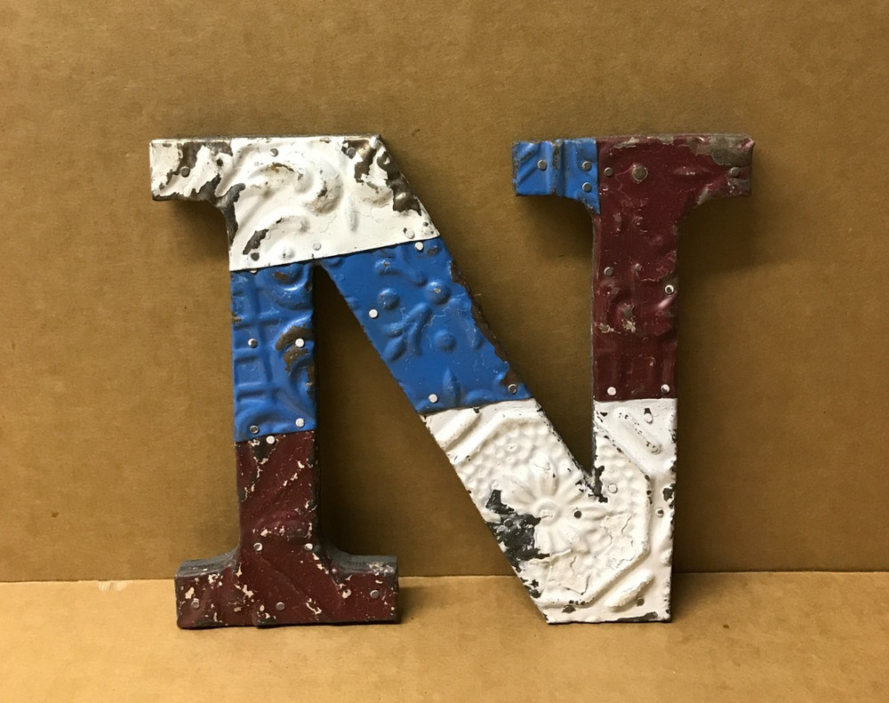 Decorative Salvaged Tin Ceiling 8″ Patchwork Mix Color Letter N Metal 160-26B