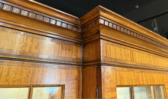 English Edwardian Style Breakfront in Satinwood with Dentil Molding