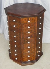 Antique Country Store Screw & Bolt Cabinet – original stenciling