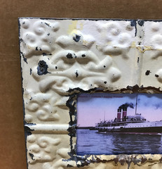 VTG 11″ Sq. Photo 4×6 Tin Ceiling Metal Shabby Mocha Picture Frame Old 634-26B