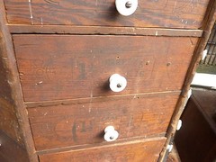 c1903 AMERICAN bolt & SCREW co. DAYTON, OH octagonal hardware store cabinet 98dr