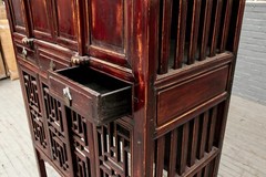 19th Century Chinese Kitchen Cabinet, Pantry or Cupboard With Fretwork Motif