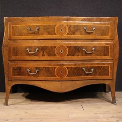 Antique commode Neapolitan chest of drawers Louis XV inlaid wood 18th century