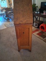 Rare Antique File Cabinet Tilt Open top Index Card drawers Paneled Sides Casters