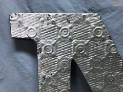 Decorative Salvage Large Tin Ceiling 24″ Silver Metal VTG Letter N Old 205-25B