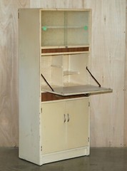 Cool Retro Original 1950’s English Kitchen Habberdashery Larda Cupboard Cabinet