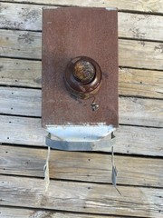 Hoosier Flour Sifter Bin With Window Kitchen Cabinet Metal Hand Crank Antiques