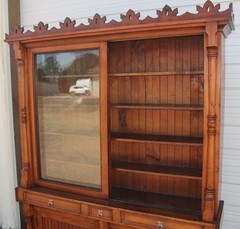 HUGE Primitive Pine Tobacco Liquor 2 PC Massive Cabinet 102″ H Backbar Companion