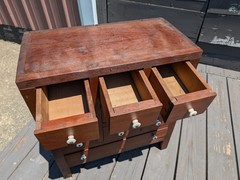 Antique 10 Drawer Apothecary Hardware Cabinet Solid Cherry Wood 1882