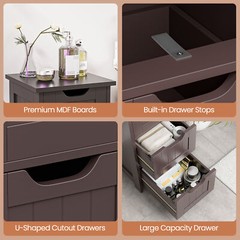 Bathroom Floor Cabinet Brown Side Storage Organizer 4 Drawers Next to Toilet