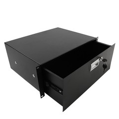 19″ 4U Steel Plate DJ Drawer Cabinet with Keys Black, USA Warehouse, in stock