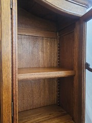 Vtg Country French Louis XV Quarter Sawn Oak China Cabinet Hutch Carved 1930s