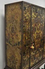 Antique Charles II Georgian Japanned Carved Lacquer China Cabinet on Base