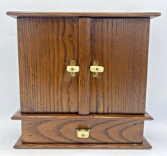 Antique french 1930’s wood smoker cabinet with pipes Art Deco