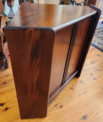 Mid-century Danish Rosewood Corner Cabinet w/Tambour Doors & Floating Shelf