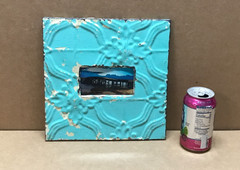 VTG Shabby Photo 3×5 Tin Ceiling Metal Teal Blue Picture Frame Old 674-26B