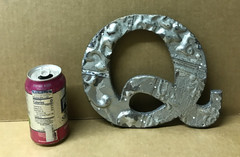 Decorative Salvaged Tin Ceiling 8″ Patchwork Shabby Silver Letter Q Old 215-26B