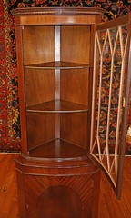 ​​Gorgeous English George III Style Mahogany Inlaid Corner Cabinet