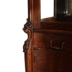 RJ Horner (attr.) Figural Oak Server, Griffins & Full Serpentine Glass
