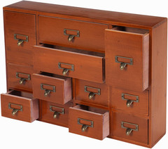 Brown 12-Drawer Vintage Apothecary Cabinet, Stackable for Herbs/Tea/Stationery