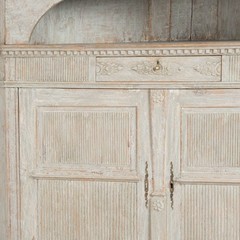 Large 19th Century Swedish Gray Gustavian Pine Corner Cabinet