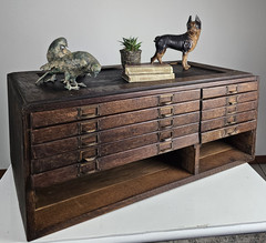 Antique Wood Filing Cabinet Apothecary Style Industrial Storage Organizer Rustic