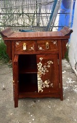 Vintage Cabinet Temple Lacquer Wooden Brass