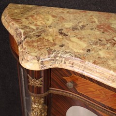 French inlaid sideboard cabinet Napoleon III style vitrine marble 20th century