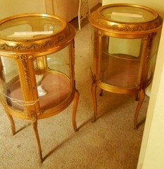 Vitrine Curio cabinet 1890’s gilt Louis XVI style belle Epoque- Matching pair