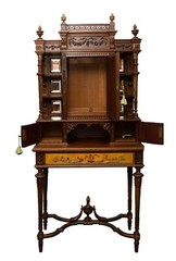Antique Cabinet, Mirrored, French, Neoclassical Revival, Carved, Painted, 1700’s
