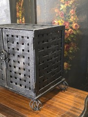 Antique wrought Iron Pie Safe table top Cabinet Pantry Rustic Farmhouse