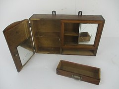 Double Apothecary Bathroom Medicine Kitchen Cabinet Wood Sliding Doors Art Deco
