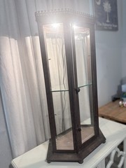 Antique Industrial Lighted Curio Cabinet with Glass Door for Sale