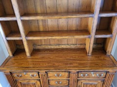 Vintage Oak China hutch cabinet by Hickory Chair Co. Custom built & finish