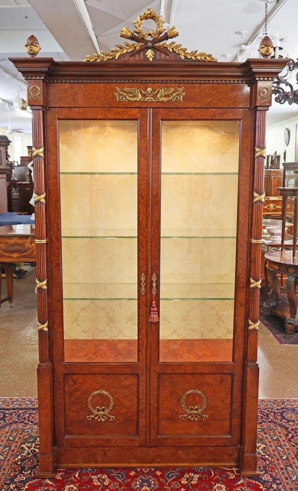 Italian Made French Empire Style Glass Door China Curio Display Cabinet