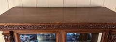 Antique Oak Large Late Victorian China Cabinet